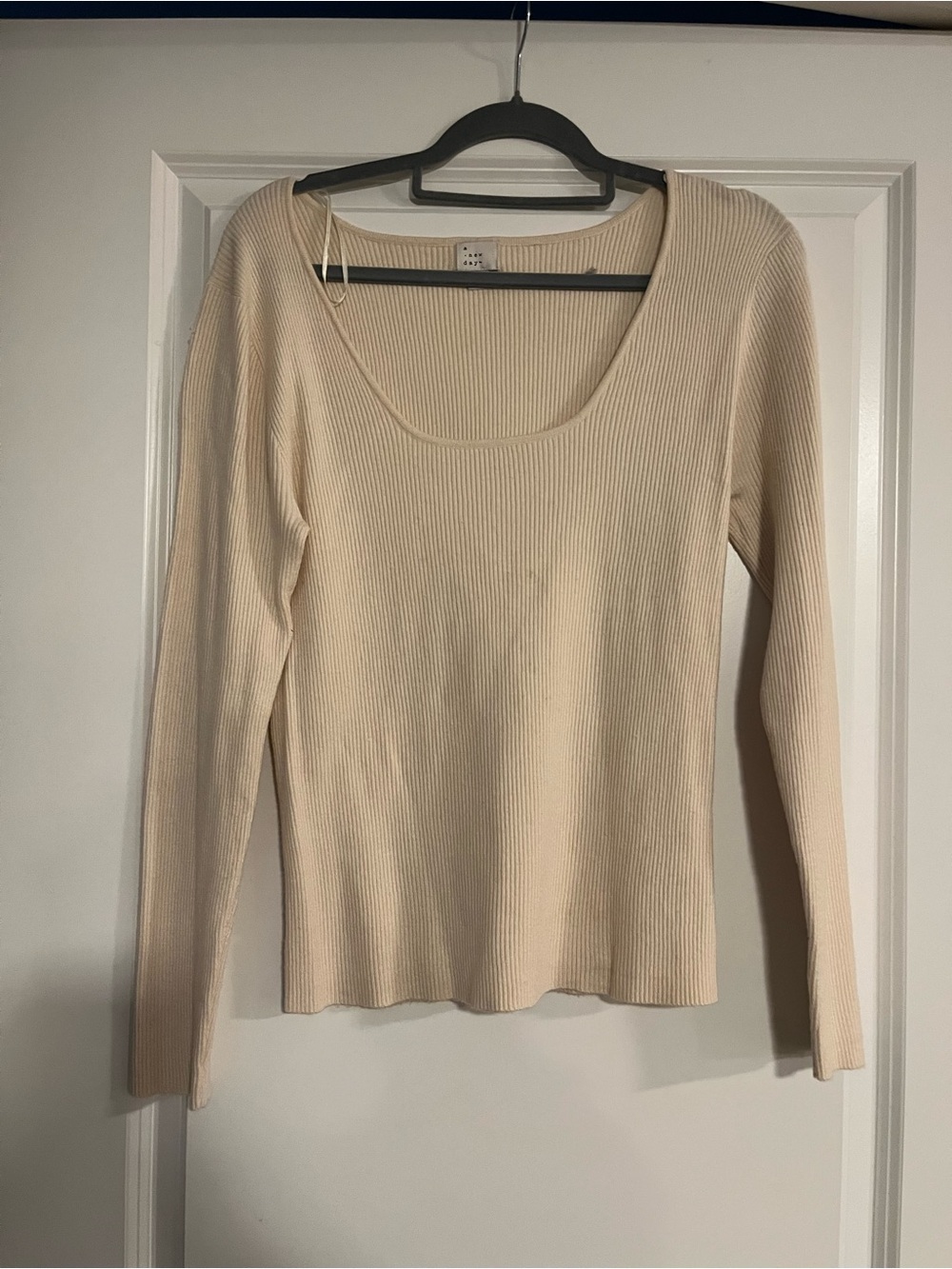 a new day Scoop Neck Ribbed Long-Sleeve Sweater - Cream